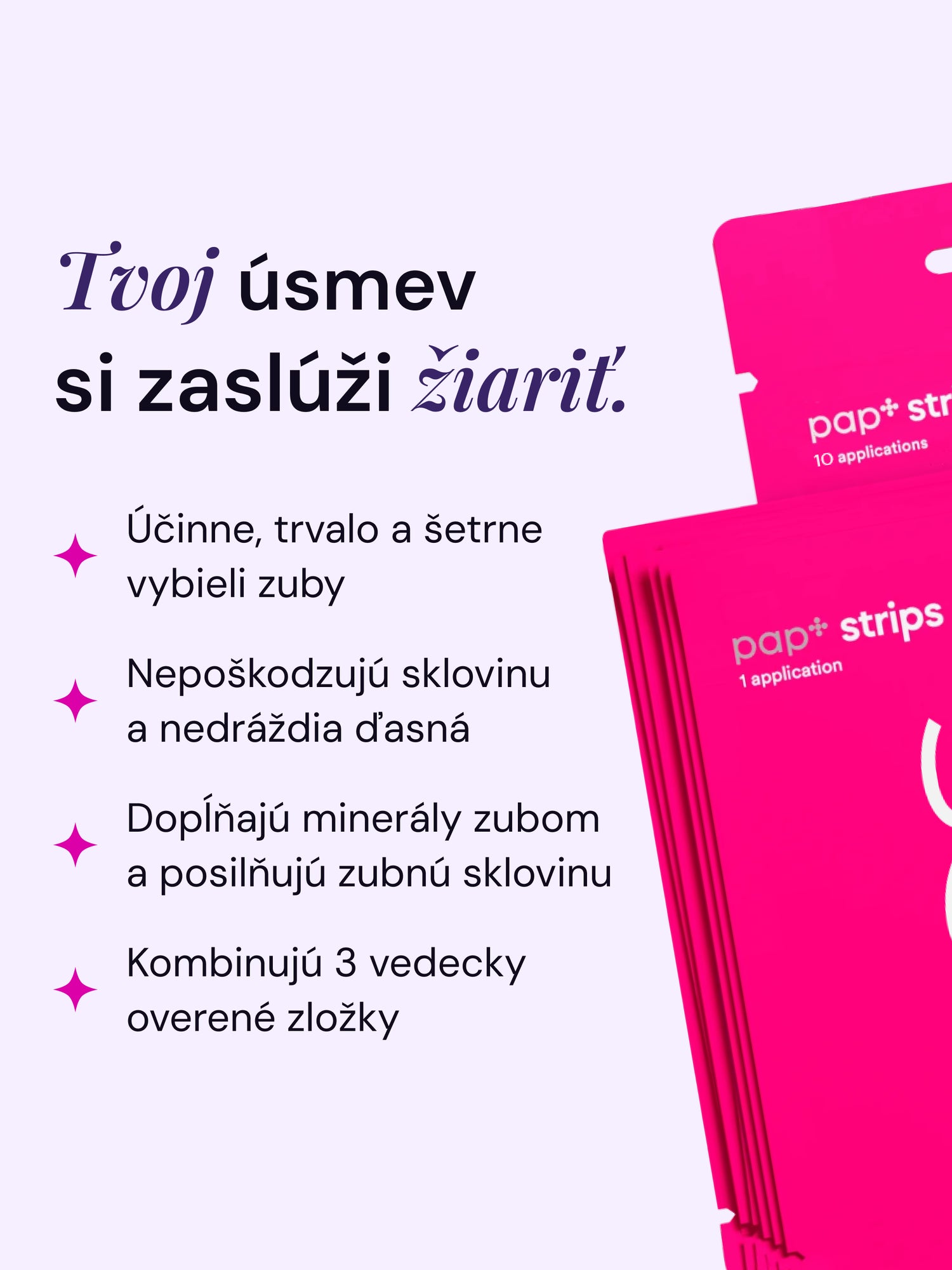 PAP+ bieliace pásiky na zuby (10 aplikácií)